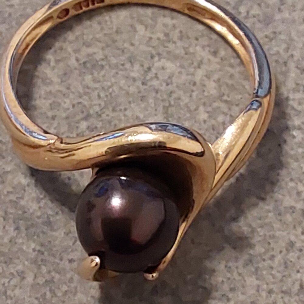TAHITIAN PEARL14 KT. GOLD RING, VINTAGE 1990 BEAUTIFUL RING - Picture 3 of 15